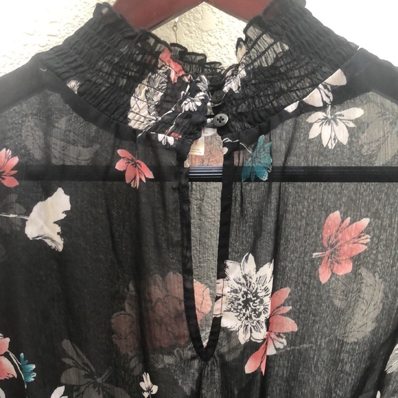 Love, Fire | Synthetic Mock Neck black floral midi dress - Picture 6 of 15